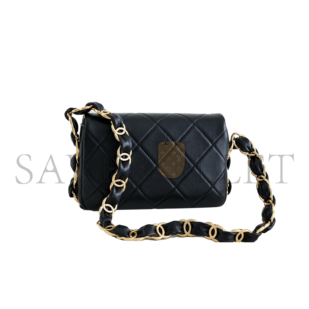 Ch*el master double c thick chain cover mini black as5174 (17*12*4.5cm)